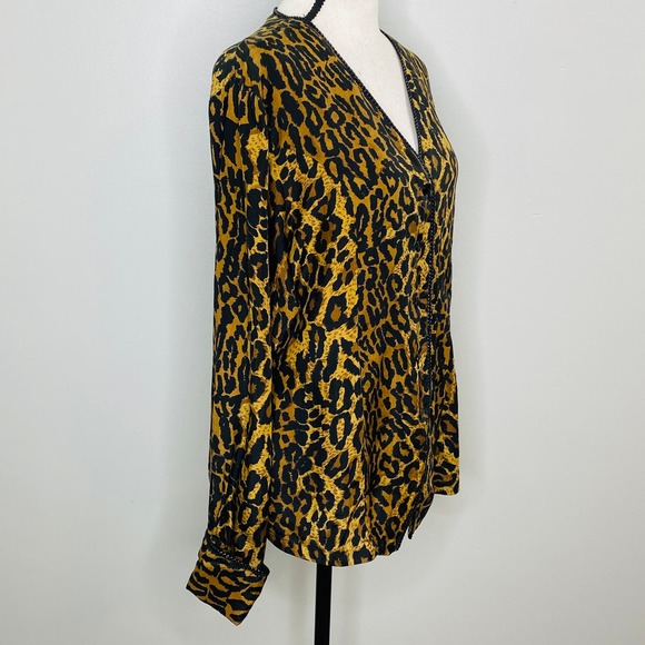 Vintage Anna and Frank Silk Animal Print Button Down Womens Large Career Casual - Picture 3 of 9